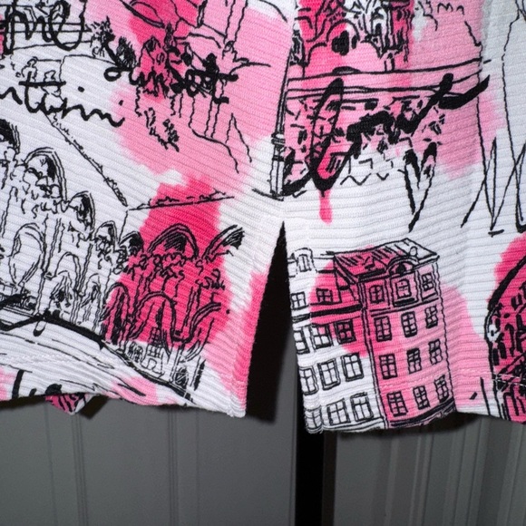 Multiples Pink and Black Paris Graphic Print Top - Picture 4 of 10